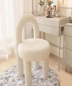 C&C Home Modern Single Sofa Comfy Fluffy Vanity Chair Elegant Furry Makeup Desk Chairs for Bedroom Living Room 47 x 44 x 77 Centimeter