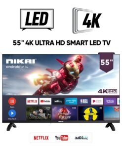 NIKAI 55-Inch 4K UHD Smart Android LED TV | Android OS/GAIA OS | Built-In Wi-Fi & DLNA | Smart Apps including Twitter, Facebook, and Skype | 3 HDMI 2 USB | Quad-Core Processor | 60Hz | 2 Year Warranty | UHD55SLED5 / UHD5510SLED Black