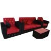 Maharat Al Bahar 5– Seater Sofa Set With Table &Pillow - 1+1+3- Red/ Black 190x80x80