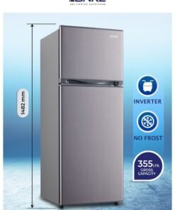 EGNRL 355L Gross/186L Net Capacity, No Frost Double Door Refrigerator, EGR355S| Multi Air Flow, Energy Saving & Low Noise |Recessed Handle, R600A, Inside Condenser, Inox Dark Color, One Year Warranty 220 W EGR355S Inox Dark