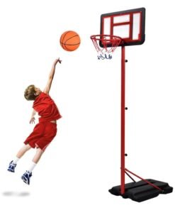 Sky Land Basketball Hoop and Stand Set, Adjustable Height 145 250 cm for Indoor/Outdoor Fun Sport Activity Game for Children EM 1869, Red