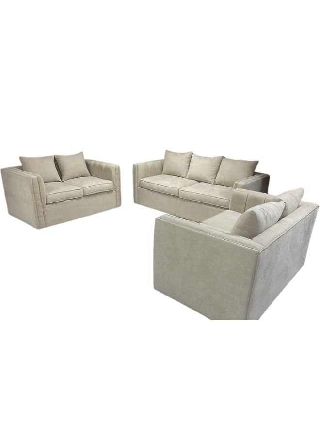 Maharat Al Bahar 7– Seater sofa set With Pillow 2+2+3 Beige 200x80x80