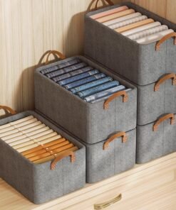 Rylan 4 Pcs Wardrobe Organizer for Clothes, Stackable Organizer for Wardrobe Storage, Clothes Organiser for Wardrobe Shelf, Jeans, Pants, T Shirt Organizer for Cupboard Racks and Shelves