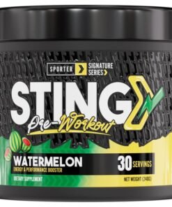 Sporter Sting Pre-Workout – Watermelon | 30 Servings | Energy, Strength & Focus Booster | 180mg Caffeine | L-Citrulline, Beta-Alanine & B-Vitamins | Sugar-Free | Dietary Supplement – 240g