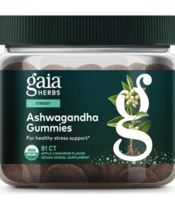 Gaia Herbs Organic Ashwagandha Gummies, Stress Support, Cinnamon, Ginger, Gluten Free, Vegan, 81 Count