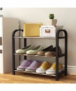 Alternative view of WAOKN Small Shoe Rack,3 Tier Black Shoe Rack 6 Pairs Of Shoes Shelf Storage Multifunctional Lightweight Organizer Sturdy Metal Stackable Stand Footwear For Closet Living Room Bedroom Bathroom