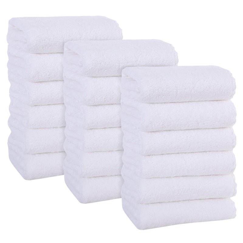 MOONQUEEN 18 Pack Premium Hand Towels Quick Drying Microfiber Coral Velvet Highly Absorbent Towels Multipurpose Use as Hotel Bathroom Shower Spa Hand Towel 16 x 28 inches White