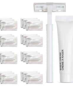 World Amenities Shave Kit Clear Frosted Sachet Hotel Amenities 48 count Includes Twin Blade Razor and Moisturizing Shave Cream