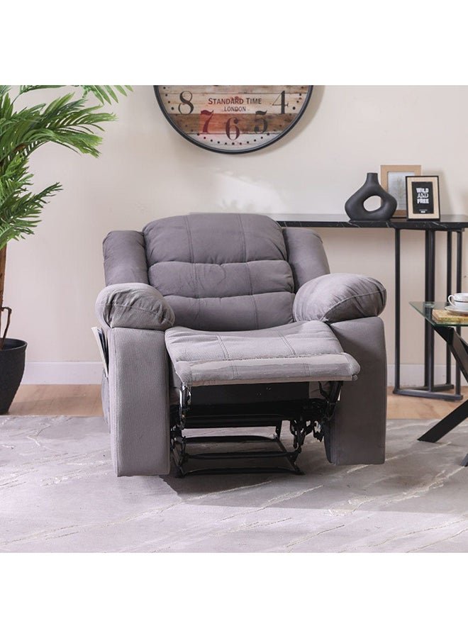 DANUBE HOME Mina 1 Seater ManuaFabric Recliner With Cupholder and Pockets Modern Design One Seat Relaxing Chair Living Room Furniture 97x84x103cm Dark Grey