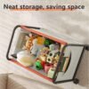 XiuWoo Large Size Children's Toy Organizer With Wheels for Bedrooms,Playing Rooms, Study Rooms can Hold Toys, Books, Clothes, Snacks with 360° Steering Wheels Metal and Oxford Cloth toy Boxes,Beige 63.5*37*65cm