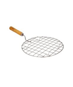 Ayda Round Roster Roti Papad Chapati Toast Paneer Grill Stand Wooden Handle Stainless Steel Net-Roaster
