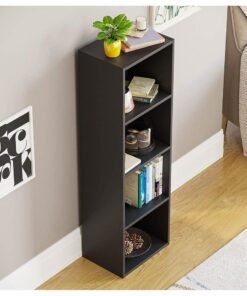 Alternative view of MODERN HOME Modern Slim 4-Tier Bookcase | Tall Narrow Cube Storage Shelf | Vertical Display Unit for Small Spaces | Black Finish