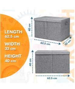 Alternative view of AMROAH 63x33x40cm Large Toy Box with Lid & Handle, Toy Storage Box Bins Collapsible Sturdy Organizer for Kids Girls Boys Nursery Baby Playroom Bathroom Living Room