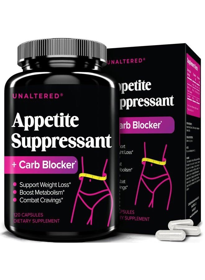 UNALTERED Appetite Suppressant for Women - Helps Manage Cravings, Promotes Fullness, & Supports Weight Loss - Natural Dietary Supplement with Chromium Picolinate & Glucomannan - 120 Vegan Capsules