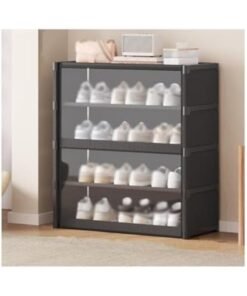 Arabest Flip-Drawers Shoe Rack Shoe Storage Cabinet Flip Down Shoe Storage Modern Shoe Cabinet Hallway Cupboard Storage Organiser Footwear Stand Rack Standing Shoe Organizer For Hallway(Black,71*64cm