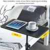 Motim T-Shape Overbed Table with Wheels, Adjustable Tiltable Laptop Stand Desk for Desk Bedroom Bedside, 40*60 cm, Adjustable Height :59-89 cm