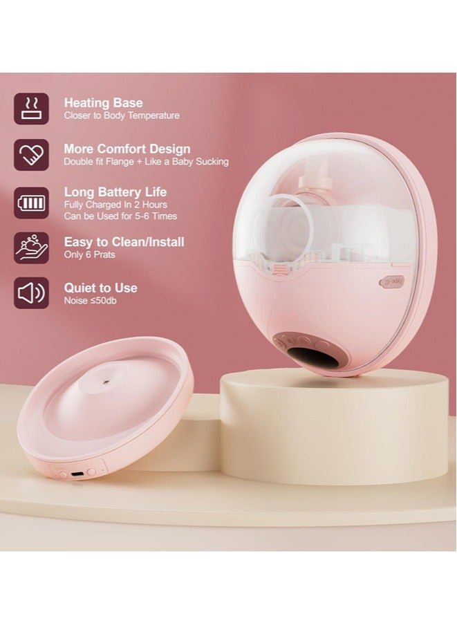 Jccgoo Heated Base Hands Free Breast Pump, Wearable Breastfeeding Pump of Baby Heated Dustproof Base, Automatic Voice Prompts, LED Display with 4 Modes &12 Levels, Memory Function - Image 2