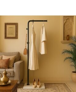 Alternative view of Bluejw Metal Coat Rack Freestanding with Natural Marble Base 67” 170cm Entryway Coats Hanger Stand with 3 Hooks, Home Bedroom Hotel Hall Tree for Coats, Hats, Scarves, Clothes, and Handbags