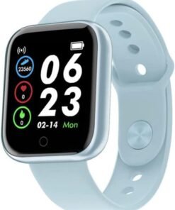 Smart Watch for Girls Boys Kids Teens Men Women with Blood Pressure Monitor Fitness Tracker Call and Message Notification - Rectangular Dial (Light Blue)