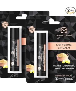 The Man Company Lightening Lip Balm for Dry, Chapped, Dark and Smoky Lips - Pack of 2 | Moisturizes, Nourishes & Soften Lips with the power of Vitamin E, Coconut & Olive Oil