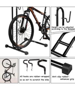 3 in 1 Bike Floor Stand Freestanding Upright Bicycle Parking Storage Rack Space Saver Suitable for Mountain Bike, Road Bike,for Bicycle with Wheel Diameter Max 28.5 Inches - Image 3