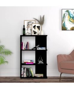 MODERN HOME Black 4-Shelf Wooden Bookcase – 110 cm Storage for Living Room, Bedroom & Office