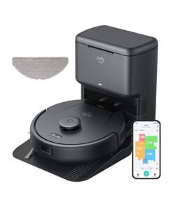 eufy L60 Hybrid Robot Vacuum With Self Empty Station, Hair Detangling Technology, Up To 60 Days Of Hands Free Cleaning, Ultra Strong 5,000 Pa Suction To Remove Hair, Dust, Mop Pad 50 W T2278V11 Black