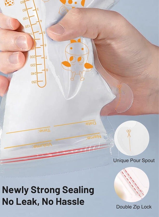 Sharpdo 50 Pieces Breastmilk Storage Bag, Disposable Milk Storage Bag for Breastfeeding, No-Leak Milk Freezer Storage Pouches, 200ml / 250ml - Image 2