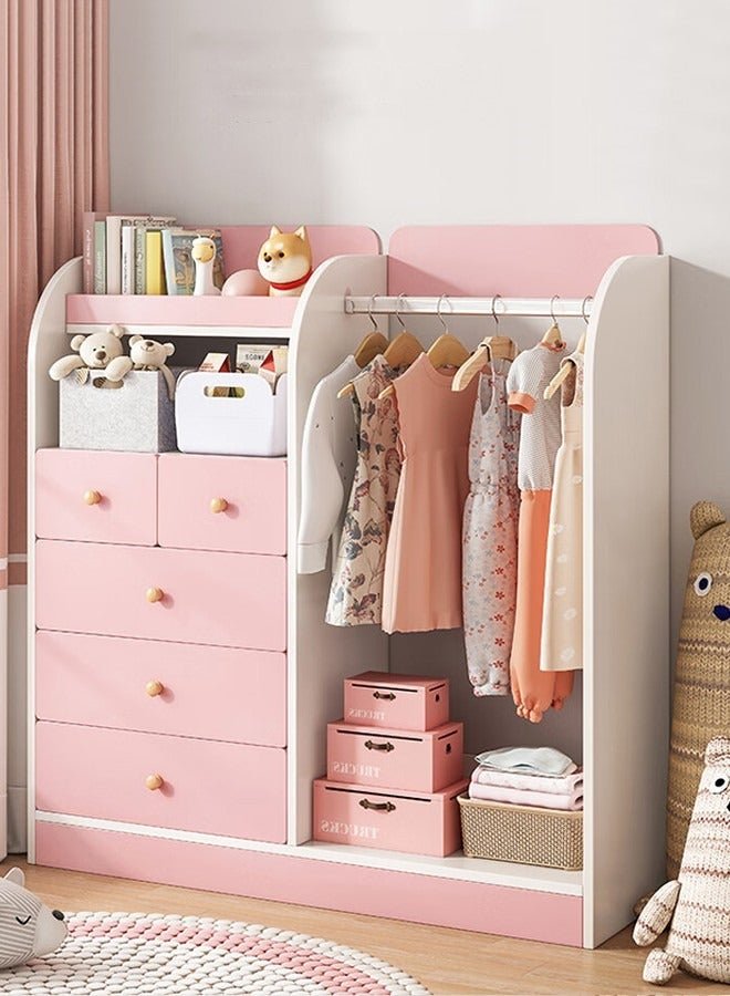 JCB CHIC Kids Wardrobe Closet,Portable Clothes Rack with 5 Drawer,Freestanding Closet Organizers and Storage System with Hanging Rods,Storage Cabinet Suitable for Cloakrooms,Bedrooms,Entrances
