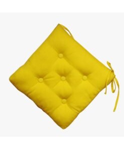 Danube Home Ayaana Chair Pad 400 GM Polyester Canvas Dyed Soft Chair Seat Pads Comfortable Chairpad Cushions For Indoor Outdoor Garden Patio Kitchen Office Chairs Dining L 40 x W 40 cm-Yellow