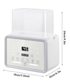 Super ZYouth Baby Double Bottle Warmer, 10-in-1 Multifunction Breast Milk Warmer with Night Light, Fast Baby Food Heater and Defrost Warmer with Timer, LCD Display Accurate Temperature Adjustment, 48H Keep Warm