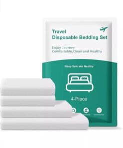Haidue 4 PCS Breathable And Lightweight Disposable Bed Sheet Set  Ultimate Travel Bedding Set With 1 Quilt Cover  1 Sheet  And 2 Pillowcases  Perfect For Travel  Business Trips  Spa  And Hotel Stays White