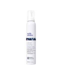 Milk Shake Silver Shine Whipped Cream – Violet Pigment Leave-In Conditioning Foam for Blonde, Grey & White Hair – No-Rinse Formula with Milk Proteins, Blueberry Extracts & Integrity 41 for Shine & Color Protection, 200ml