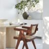 XiuWoo Vintage Chair Chandigarh Chair with Rattan Seat and Back for Dining Room, Living Room, Home Office, Cafe