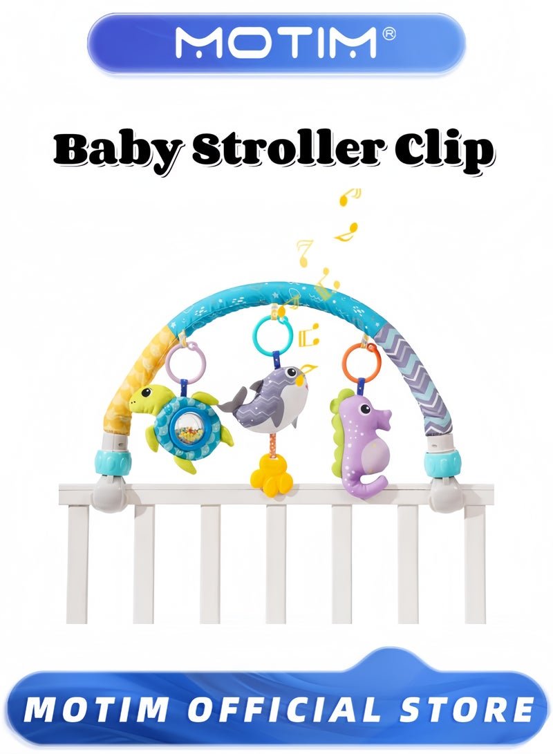 Motim Baby Stroller Clip for Babies 0-12 Months Activity Musical Car Clip Bed Clip Baby Early Learning with Animal Accessories & Bells