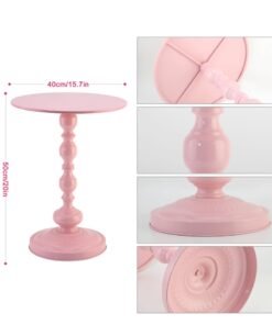 XiuWoo End Table, Pink Round Side Table Nightstand for Bedside or Sofa, Vintage Style Accent Table Decorative Small Space Living Room Bedroom Patio, Small Bar Pub Table, 40*50cm, pink