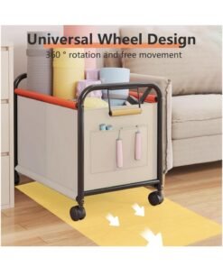 Alternative view of XiuWoo Large Size Children's Toy Organizer With Wheels for Bedrooms,Playing Rooms, Study Rooms can Hold Toys, Books, Clothes, Snacks with 360° Steering Wheels Metal and Oxford Cloth toy Boxes,Beige 63.5*37*65cm