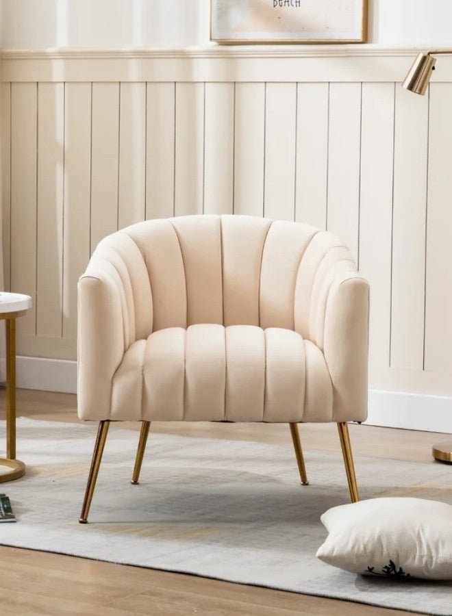 ALWASIT HOME Demetrius Single Seater Sofa Luxurious Design With Premium Fabric Best For Living Room For Hotel Velvet Fabric - Cream