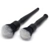 2 Pcs Ultra Soft Car Detailing Brush Set, Car Detailing Brush Kit, Natural Premium Long Handle, Comfortable Grip, Scratch Free Cleaning, for Engines, Wheels, Interior, Leather, Trim, Black