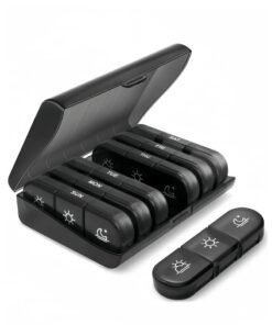 Weekly Pill Organizer 3 Times A Day, Portable Travel Pill Box 7 Day with Large Compartments, Portable Travel Pill Case for Vitamins, Medicine, Fish Oils, Supplements ( Black )