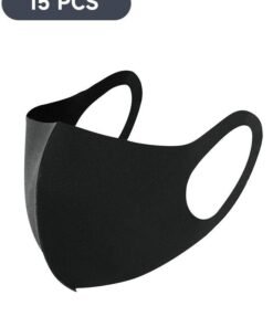 15-Piece Black Face Masks with Soft Elastic Ear Loop Cover, Reusable Cotton Comfy Breathable Outdoor Fashion Face Protections for Man and Woman, Washable and Breathable Masks