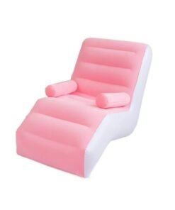Executive LLC Inflatable Sofa With Airpump - Comfortable, Portable, Quick-Inflate, Durable Design for Indoor and Outdoor Relaxation, Ideal for Small Spaces Like Bedroom and Living Room, Indoor Sofa Lounge with Handrails (Pink)