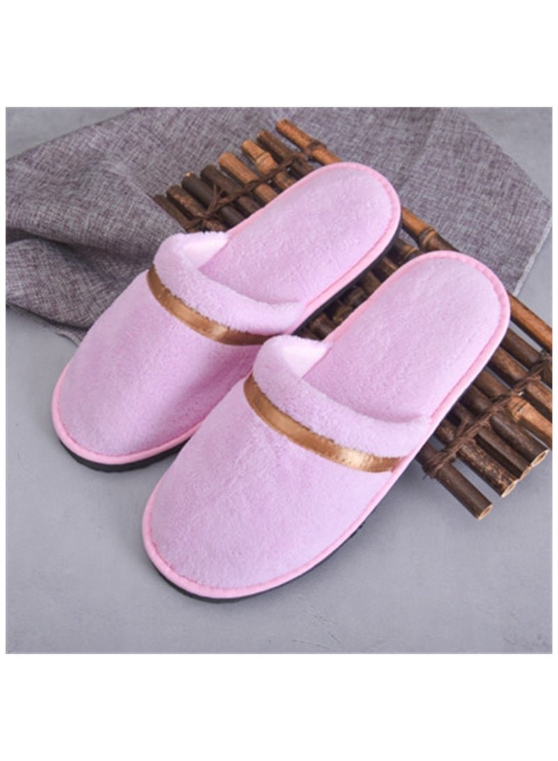 KASTWAVE Spa Slippers - Coral Fleece Closed Toe Hotel Slippers - Washable Non-Slip Travel Slippers for Guests - Home, Hotel, or Commercial Use - 1 Pair (43 Size Pink)