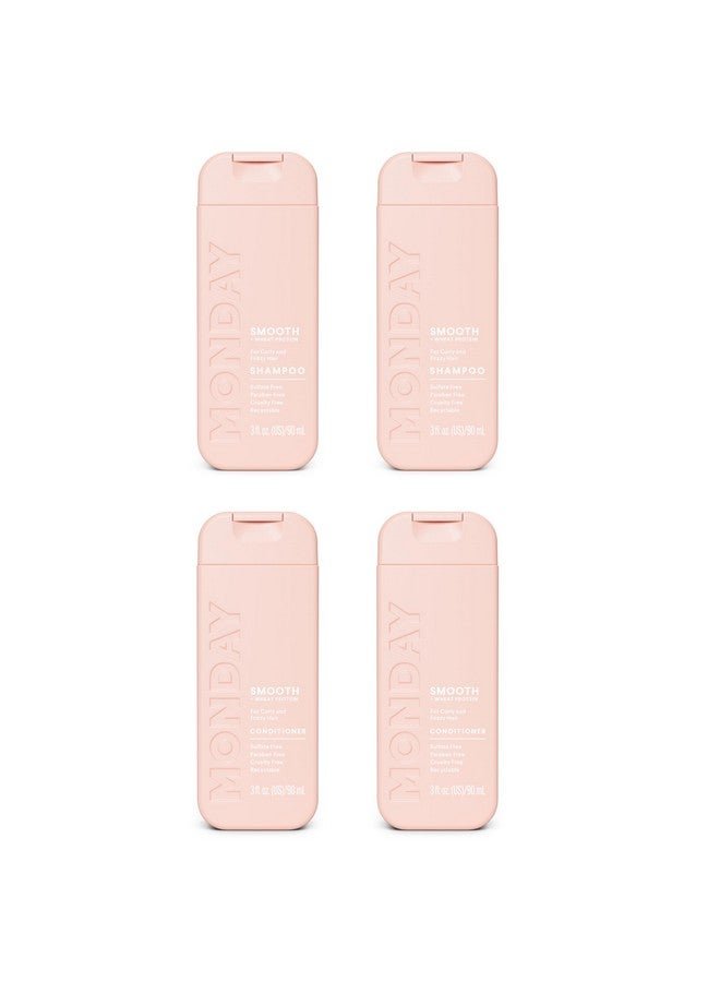 Monday Haircare Smooth Shampoo & Conditioner Travel Pack - 3oz, 90ML Travel Kit (2 x Shampoo,2 x Conditioner)