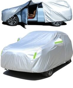BUPY Full Car Cover Dirtproof, SUV Car Cover Waterproof All-Weather Rain Snow UV Sun Hail Protector for Sedan, Automotive Accessories Scratch Resistant, Breathable Outdoor Cover (4700 - 4850 cm, SUV, Silver)
