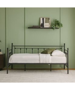 DANUBE HOME Bella Arrow 90x200 Metal Day Bed Without Mattress | Convertible Sleeping Sofabed | Comfortable Living Room Furniture L209xW96.8xH100cm - Black