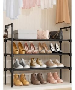 Alternative view of Shoes Rack with 5 Hooks Shoe Organizer Stackable Free Standing Shoe Storage Organizer Shelf for Sneakers Boots Long Shoe Storage for Entryway Garage Dorm and Small Spaces