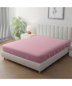 Hotel Linen Klub Stripe Microfiber Baby Pink Fitted Sheet Super King 200x200 cm