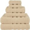 Safi Plus Towel Set Luxury Hotel Quality 600 GSM Genuine Combed Cotton, Super Soft & Absorbent Family Bath Towels 6 Piece Set -  2 Bath Towels, 2 Hand Towels, 2 Washcloths - Beige