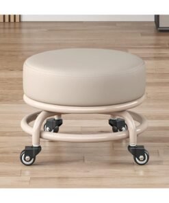 DubaiGallery Low Roller Seat PU Leather Rolling Stool with Wheels for Manicure, Mechanic,Home Office, Garage Shop Multicolor